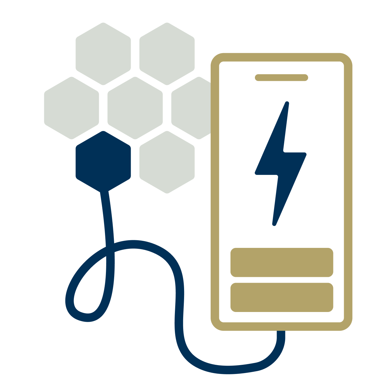 Illustration of a phone charging on a pod.